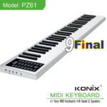 KONIX PZ61 (no logo) 61 Keys Electronic Piano, Digital Piano , Support Midi Function Midi Keyboard Output with 128 Tones 14 Demo Songs Drum Kit Function , Recording , Sustain Pedal