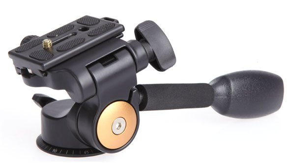 h1.jpg QZSD Q08 ขายึดกล้อง Aluminum Video Tripod Ball Head 3-way Fluid Head Rocker Arm with Quick Release Plate 1/4" Screw - Image 1