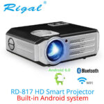 โปรเจคเตอร์ Projector Rigal RD817-WIFI Build in Android WIFI + Bluetotoh - สีดำ-เงิน ( No Screen Logo)   + ฟรี ขาแขวน Projector NB T817-60 + HDMI Cable
